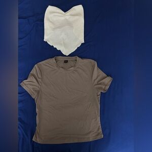 SHEIN Cream Ribbed Knit Top